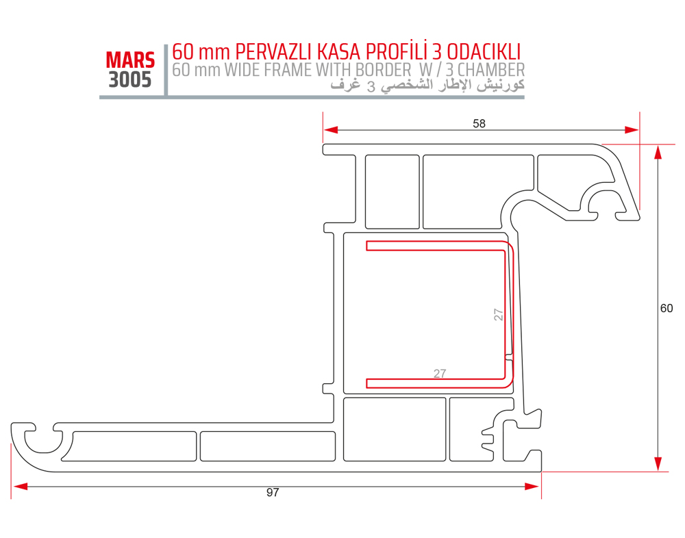 60 LIK PERVAZLI KASA PROFİLİ  3 ODA